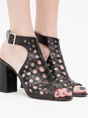 Prada Black Eyelet Cut Out Sandal Size 39 {$1,100}